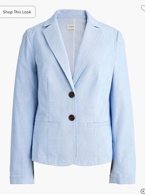 J. Crew Factory Light Blue Two-Button Linen-Blend Blazer
